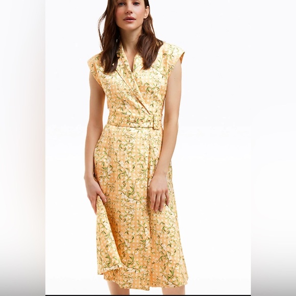 Draper James Yellow Floral Midi Dress - Picture 1 of 13